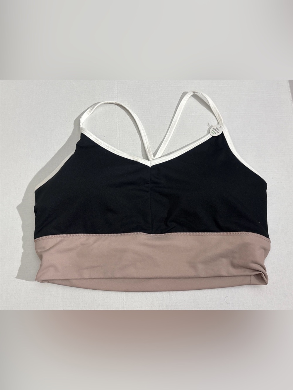 GAIAM Tan Black Colorblock Sports Yoga Bra V-Neck Racerback Sz XL NEW